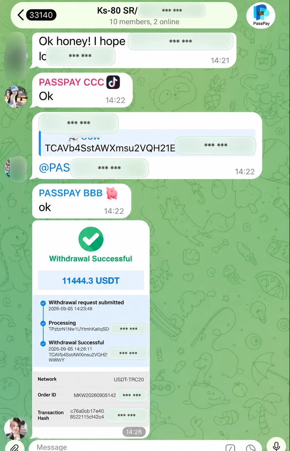 PassPay commission settlement record 1